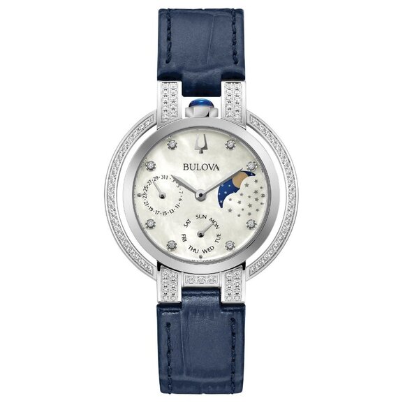 Bulova Rubaiyat Women's Quartz Blue Moon Phase Calendar Watch - Picture 1 of 5
